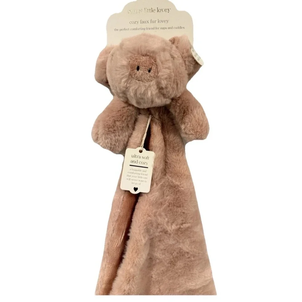 Baby Pink Pig Lovey Farm Animal Plush Newborn Rosette Security Blanket Toy NWT - Picture 2 of 6